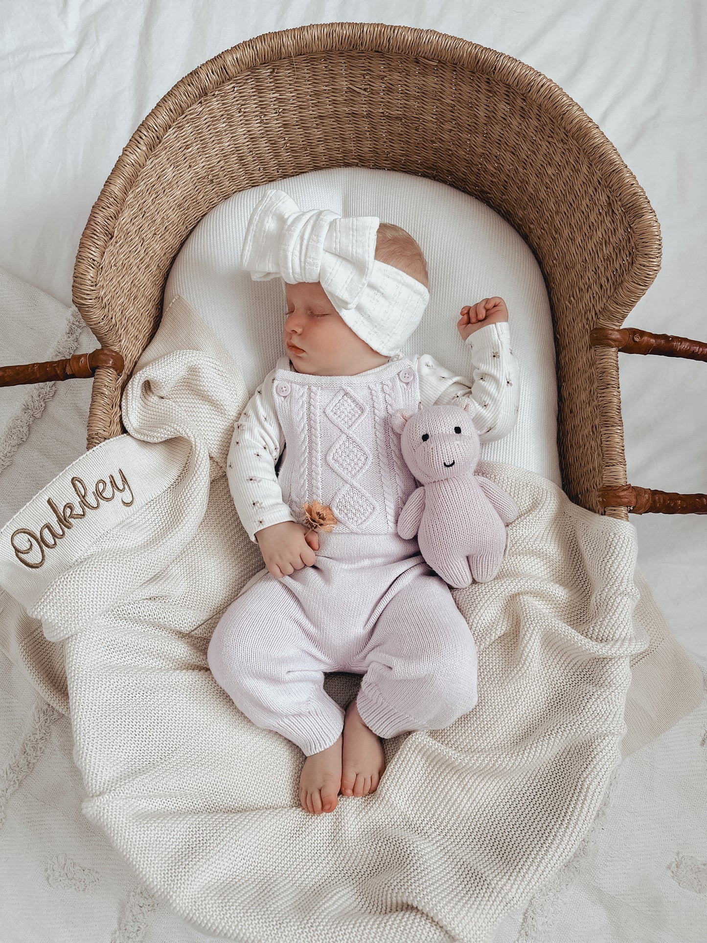 Ivory Knitted Personalised Baby Blanket