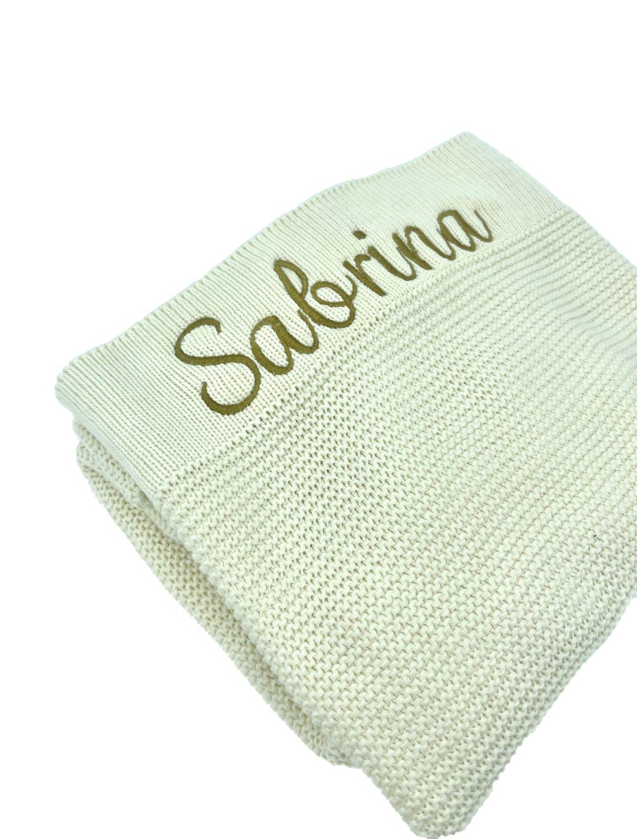Ivory Personalised Baby Blanket, Side angle