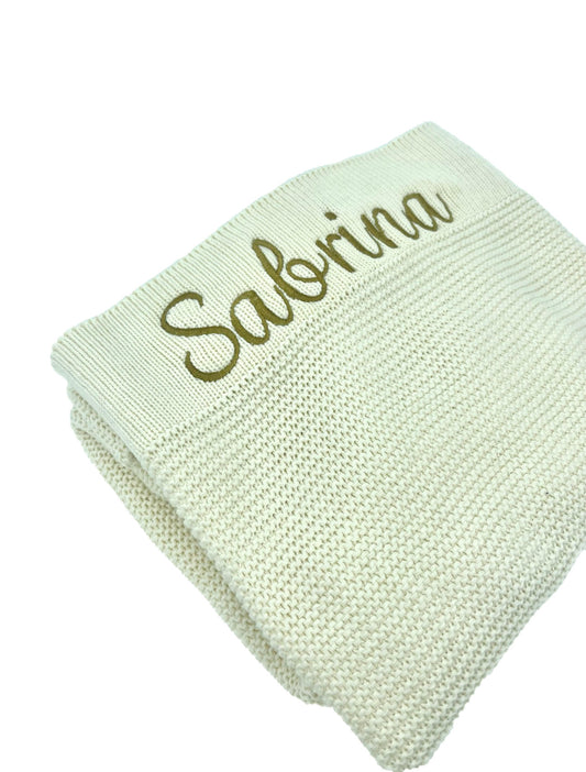 Ivory Personalised Baby Blanket, Side angle 